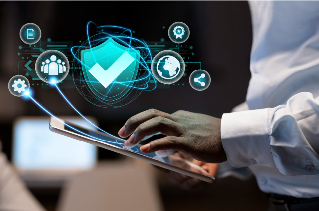 Chris standing up holding his daughter Elva